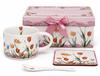 Tulips Porcelain Mug 280ml With Spoon and Coaster Perfect For A Gift