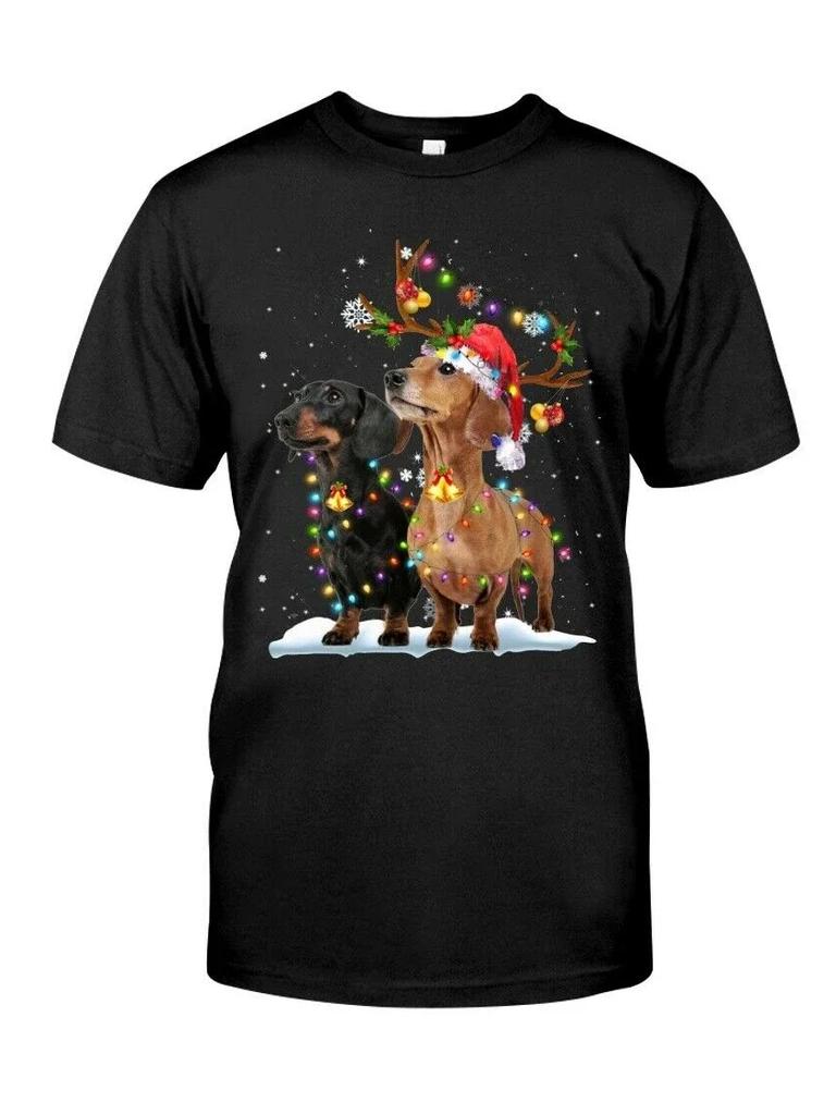 Dachshund Christmas Light Funny Dog Lover Xmas Gift Mens T Shirt New 100 Cotton Short Sleeve ONeck Tshirt Casual Unisex Top