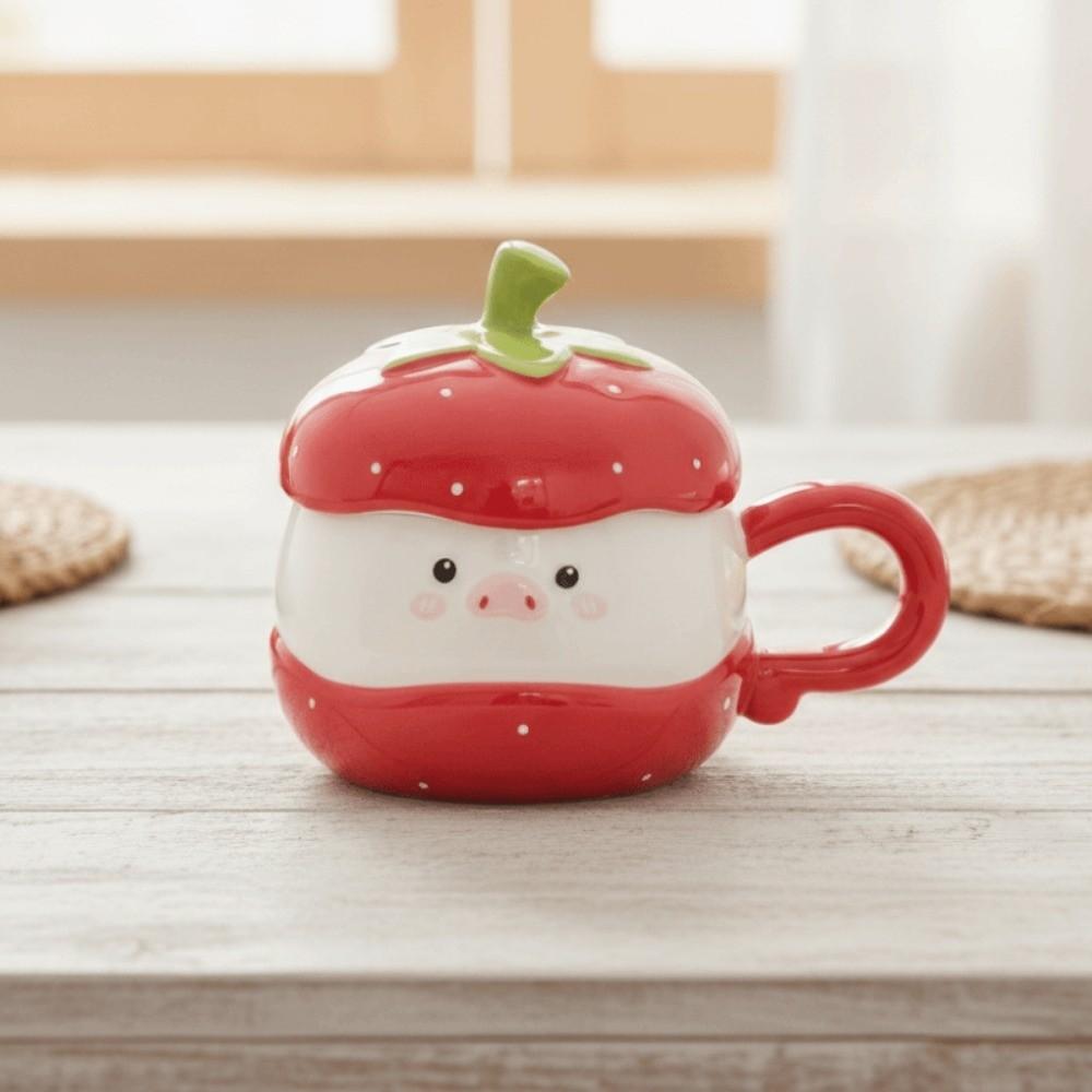 Cute Ceramic 3D Pig Mug Creative Strawberry Pig Breakfast Mug Cartoon Pig Mug Gift Giving