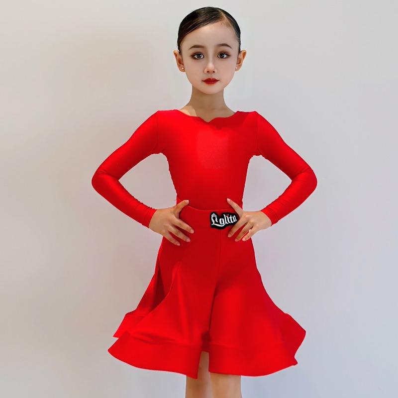 Abbigliamento da Allenamento Latino per Ragazze Vestito da Ballo da Sala Costume da Competizione Bambini Salsa Abbigliamento da Pratica Ballroom Colorato