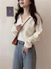 Women's Retro V-Neck Knitted Pullover Sweater - Soft Wool, Loose Fit, Autumn Style Jacket