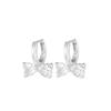 S925 Sterling Silver Bow Zirconia Earrings - Elegant Korean Style for Women