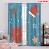 2pcs,2D Plane Printing Popular Curtain Panels Santa On Beach Chair with Fashion Glasses & Watermelon Durable Polyester (without