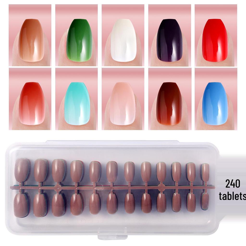 Colored Glitter Nail Art Tips - 240-Piece Set with Various Styles and Multiple Colors, Boxed Fake Fingernail Stickers
