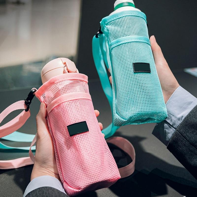Meshes Water Bottle Holder Sleeve Water Bottle Carriers Bag for Clear Hydrations Monitoring Zippers Access Oxford Fabric