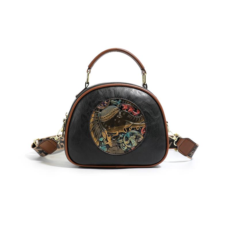 

Print Pattern Round Shoulder Bag with Embroidered Design Stylish Crossbody Bag for Fashion and Daily Use чорний