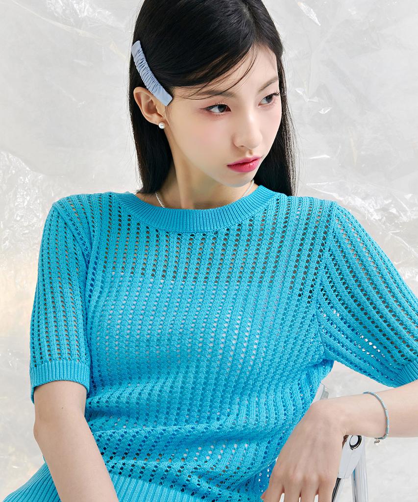CHASECULT Women'S Scalloped Knit Short Sleeve Sweater-Cbpg5692D0D