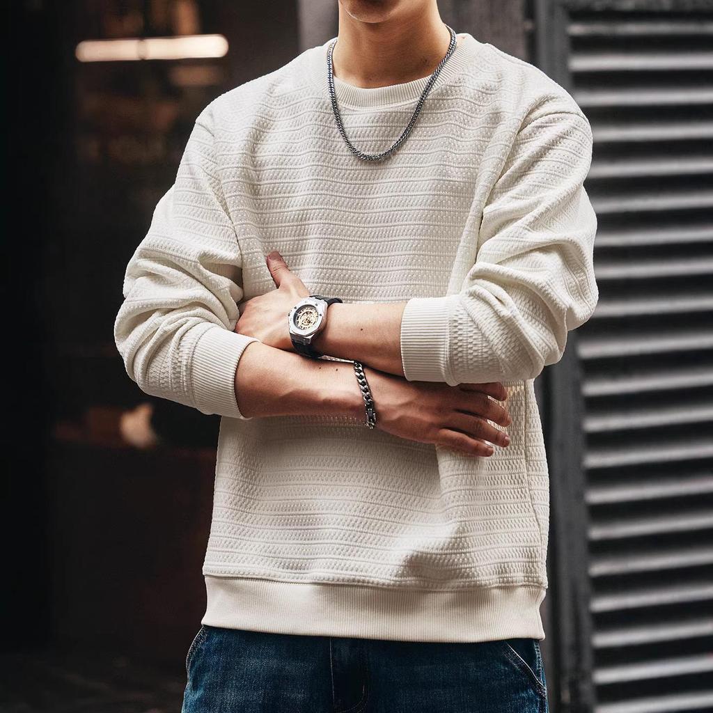 Moletom Americano Leve de Luxo Masculino Ge Lan Lu - Tendência Outono/Inverno, Com Pelúcia, Manga Longa, Caimento Solto Casual