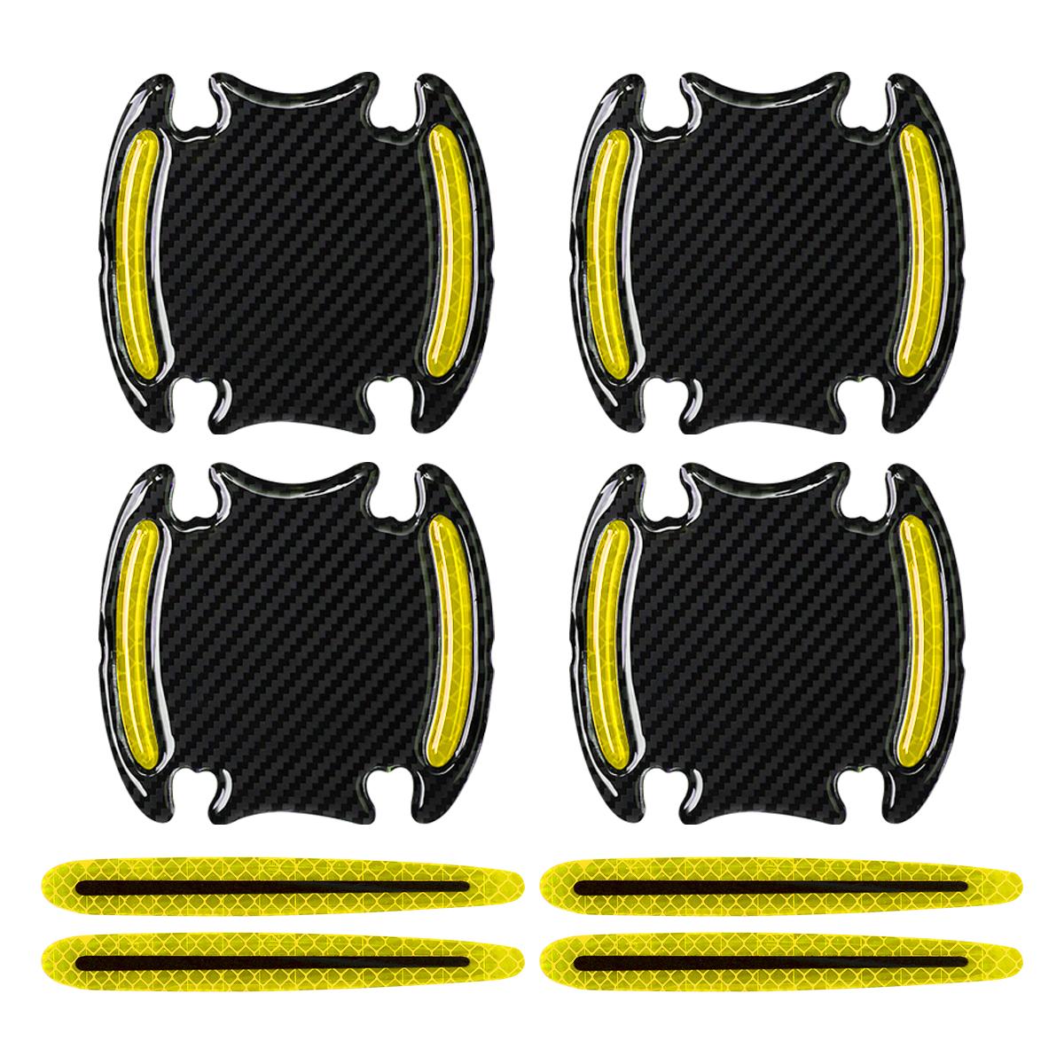 

8Pcs/Set 3D Car Reflective Sticker Tape Reflector Door Handle Bowl Cover Fender Warning Bumper Strip Car Exterior Accessories жёлтый
