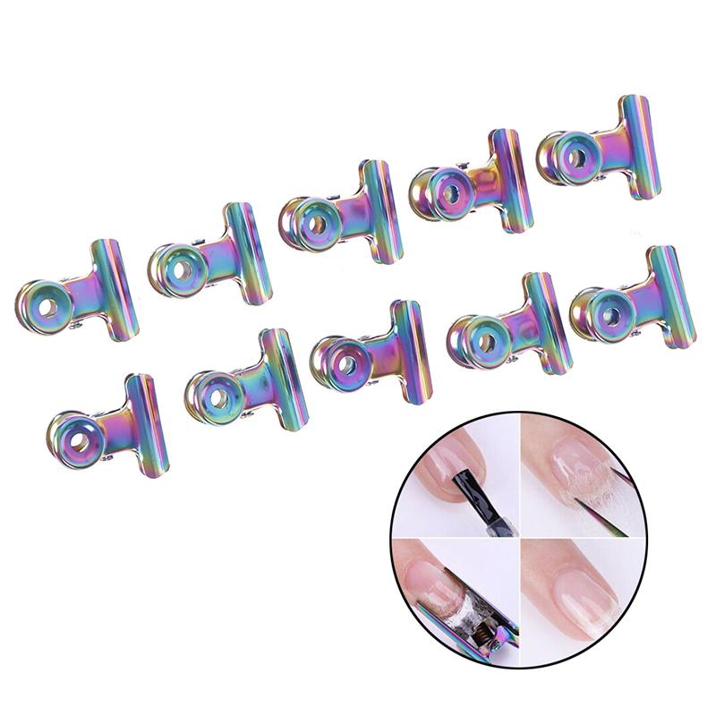 10 Pcs Nagel Tipps Clip Finger Poly Quick Builder Gel Verlängerung Stahl Wrap Werkzeuge
