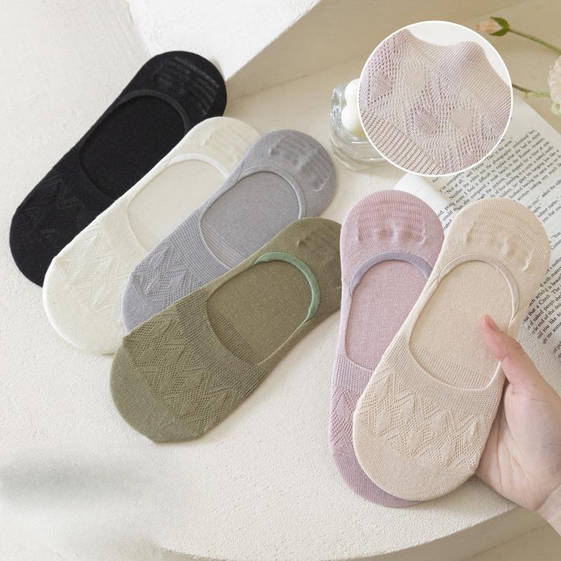 Summer Mesh Boat Socks for Women, Breathable Cut-out Shallow Mouth Solid Color Invisible Socks, Boneless Short Socks for Women