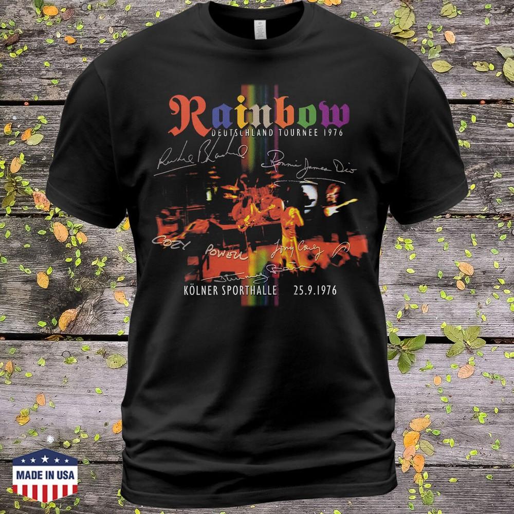 Хлопковая футболка Rainbow Live in Germany 1976 Tee Ричи Блэкмор Кэндис Найт Унисекс Футболка XL