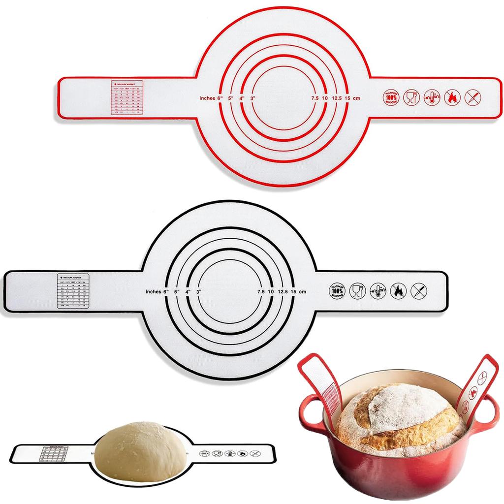 Silicone Bread Sling for Dutch Oven Reusable Baking Mat with Long Handles Non-Stick Sheet Liners for Transferable Dough Pastry