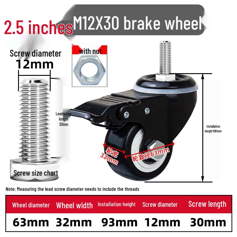 Silent Swivel Casters with Inch Threaded Rod & Double Bearings