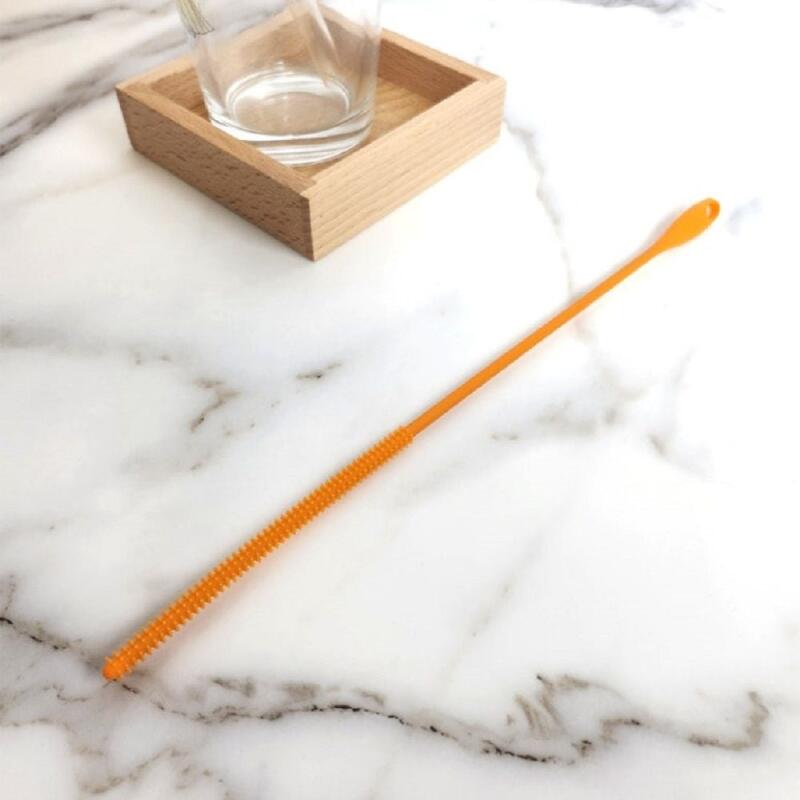 Silicone Straw Cleaning Brush Orange