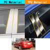 Car TPU/Glossy Mirror Pillar Post Cover Door Trim Window Molding Sticker Plate Accessories 6pcs For Kia Rio 2007 2008 2009 2010+
