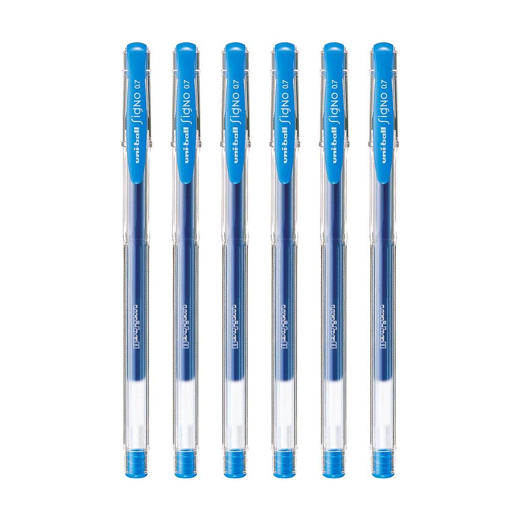 Uni-ball Signo UM-100 0.7mm Gel Pens Light Blue Ink Pack of 6 for Office, School & Home Use