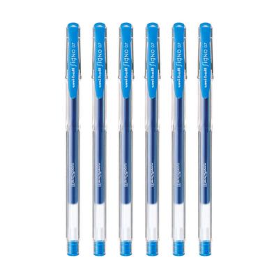 Uni-Ball Signo UM-100 0.7mm Gel Pens Light Blue Ink Pack of 6 for Office, School & Home Use