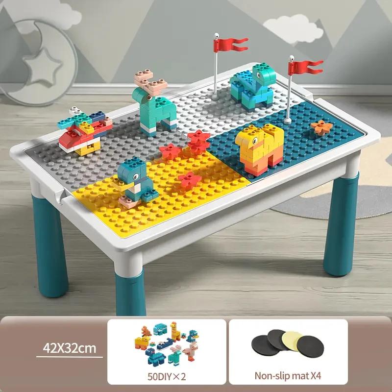 Multifunctional Children's Tables and Chairs Set of Toddler Puzzle Blocks Assembled Toys Blocks Children's Blocks World Gift