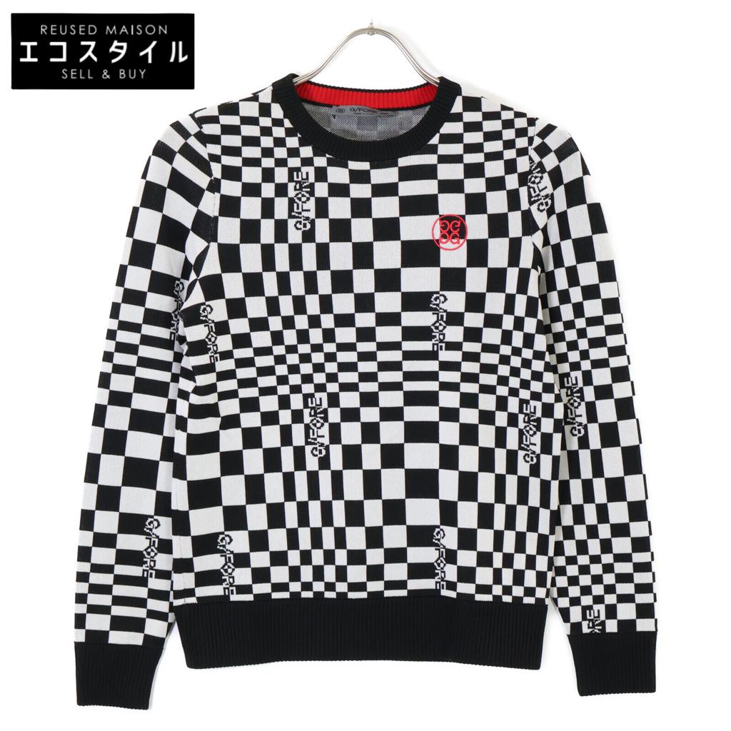 G/FORE Black x Gray 073213752 Check Long Sleeve Knit tops 36 Black x whiteUsed