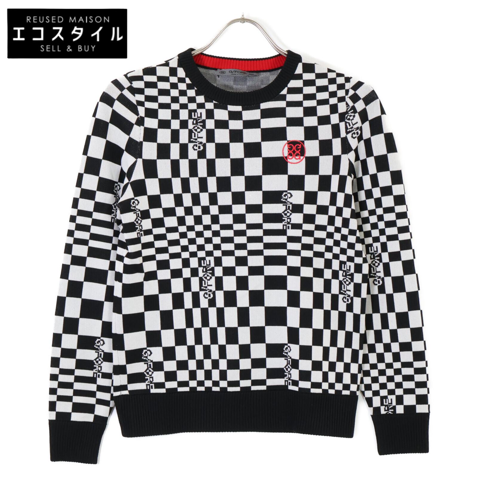 

G/FORE Черный x Серый 073213752 Клетчатый трикотажный топ с длинным рукавом 36 Черный x белый Б/У