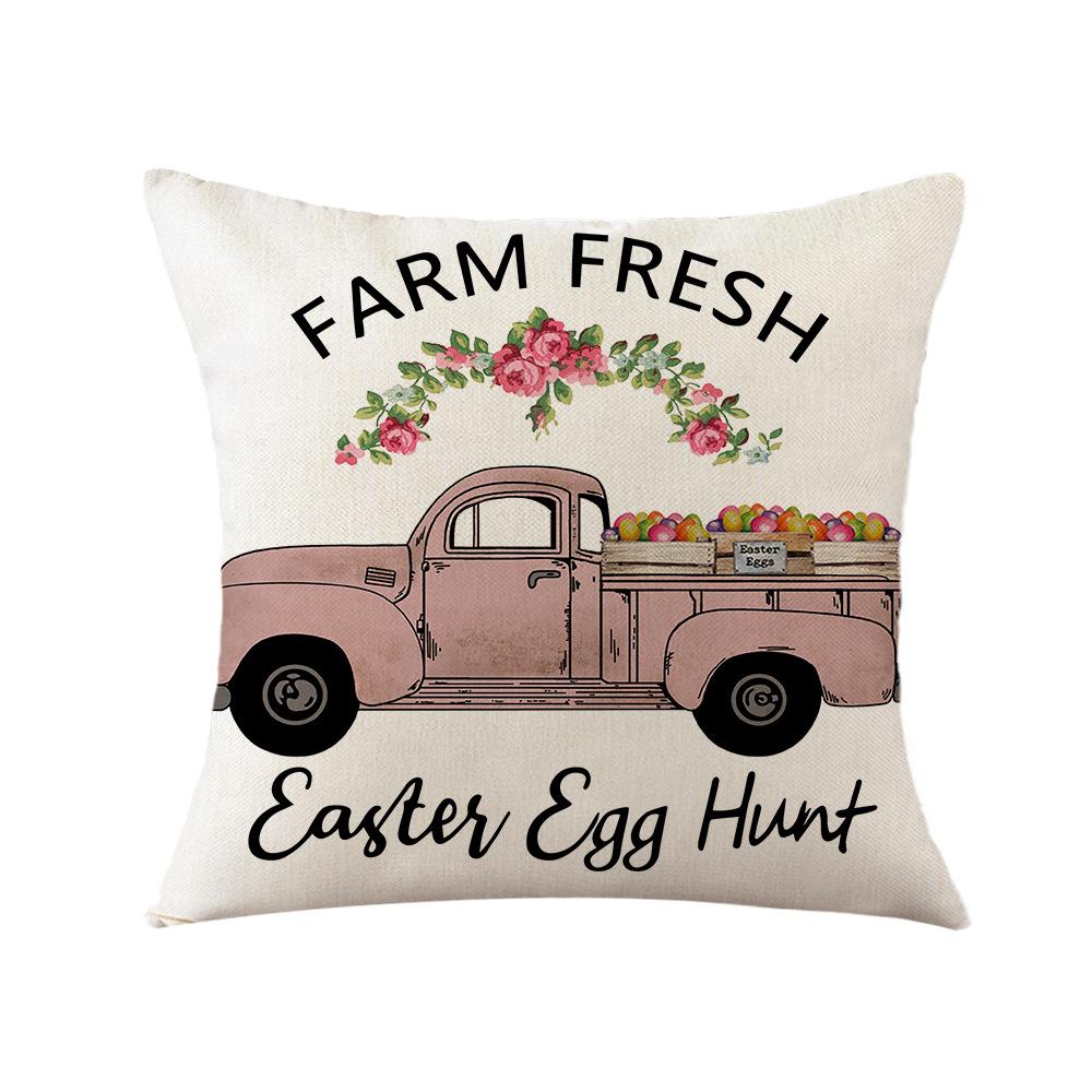 

Easter Pillowcase Simple Car Rabbit Print Cushion Home Pillowcase 45 * 45Cm (excluding pillow core)