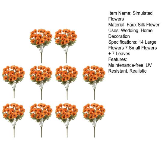 Artificial Mums Realistic Fake Fall Flowers UV Resistant Faux Chrysanthemums for Indoor Flower Arrangement Balcony Outdoor Porch Decor