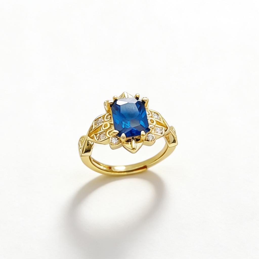 Jewelry Imitation Emerald Ruby Open Ring Rectangle High Carbon Diamond Color Treasure Women's Ring