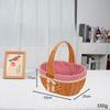 Portable Woven PP Picnic Basket With Red Liner 33x25x17cmStyle Storage Tote Fruits Vegetables Bread Outdoor Use