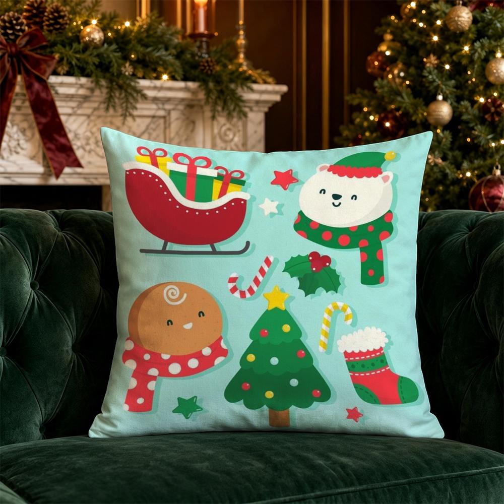 Christmas Cute Throw Pillow Covers Pattern Cushion Cover Suitable for Sofa Bedroom Car Pillow Cover