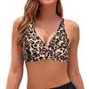 Women Bikini Bra V-Neck Sleeveless Leopard Print Tops Backless Knotted Design Push Up Tops Bathing Suit