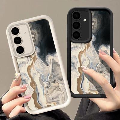 For Samsung S24 FE S23 Ultra S22 Plus S21 S20 FE A55 A54 A52 A34 A15 A14 Cover Shockproof Ink Marble Texture Soft Silicone Phone Case