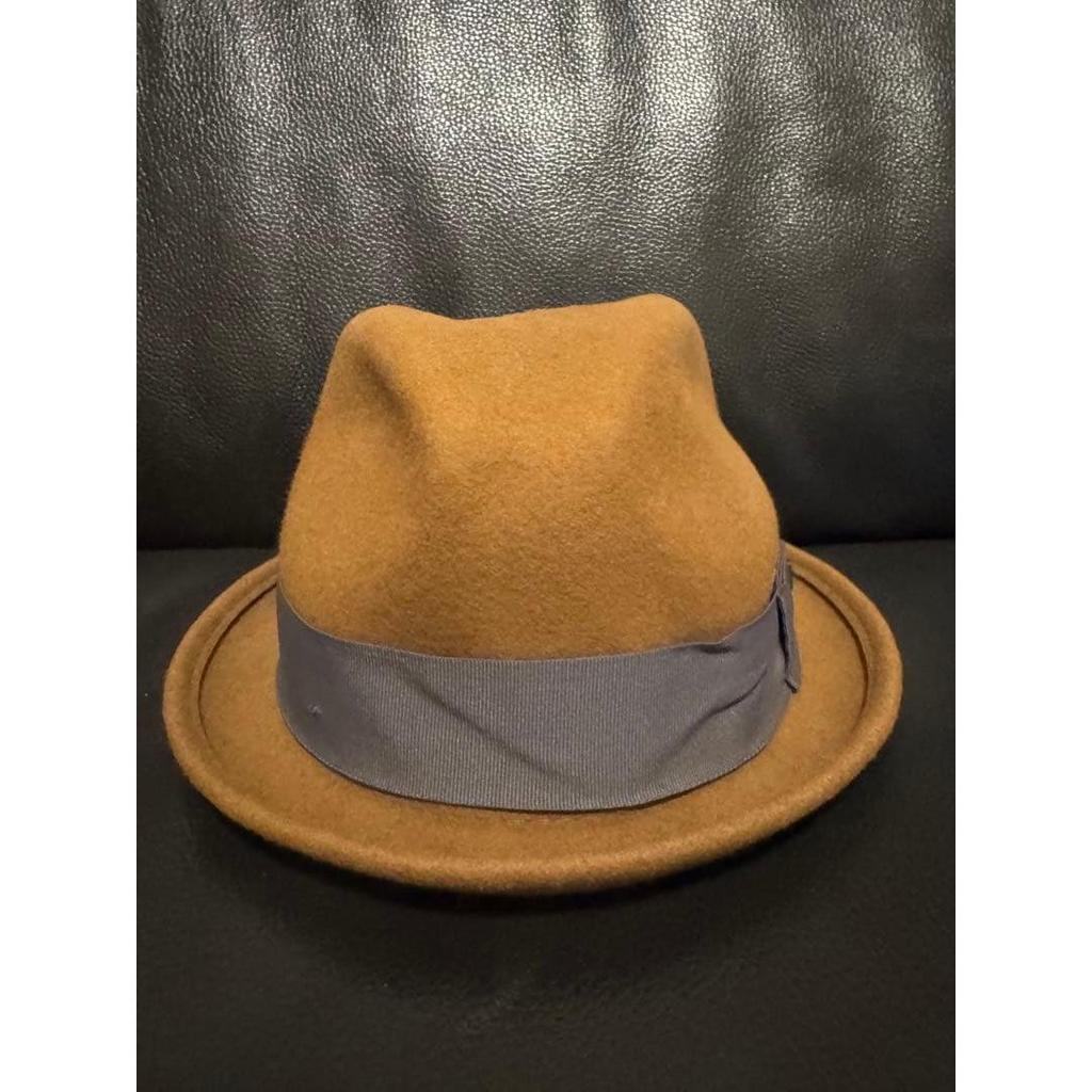 Used Brixton Beige Wool Felt Hat Gray Ribbon