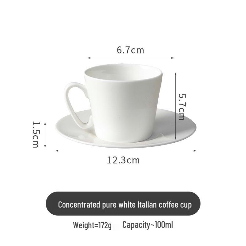 Pure White Bone China Espresso Cup & Saucer with Gold Rim, 80ml