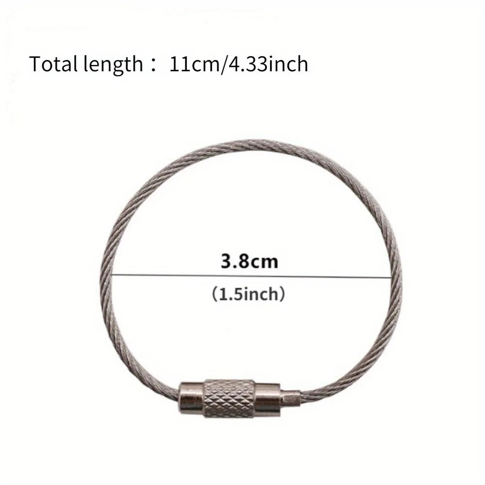 20pcs Stainless Steel Wire Keychains Cable Key Rings Luggage Loops Tag Keepers Heavy Duty Keychain 304 Stainless Steel Ring White