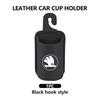 Für Skoda Leder Auto Wasserbecherhalter Innen Getränkehalter Organizer Zubehör Fabia 1 2 Octavia a7 RS Superb Rapid Yeti Karoq
