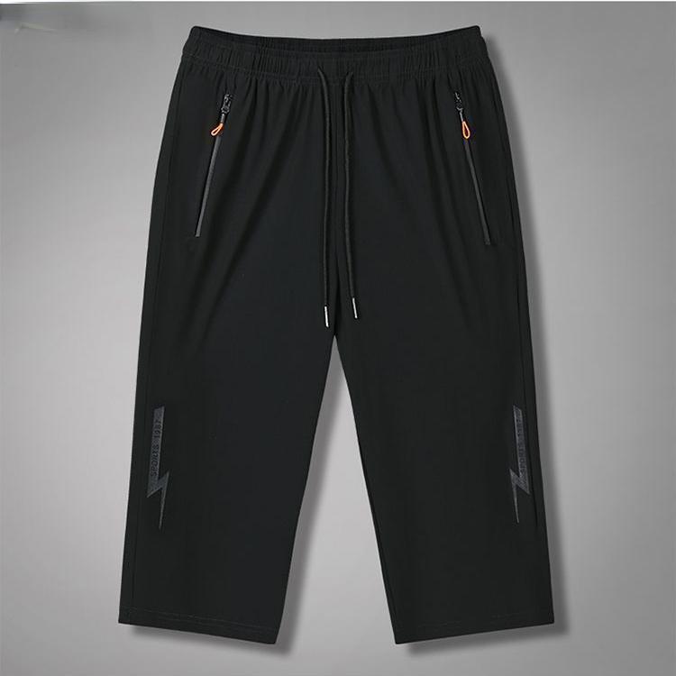 

Укороченные брюки, мужские шорты, летние модные прямые брюки из ледяного шелка, большие размеры 5XL, спортивные повседневные быстросохнущие спортивные брюки L чёрный
