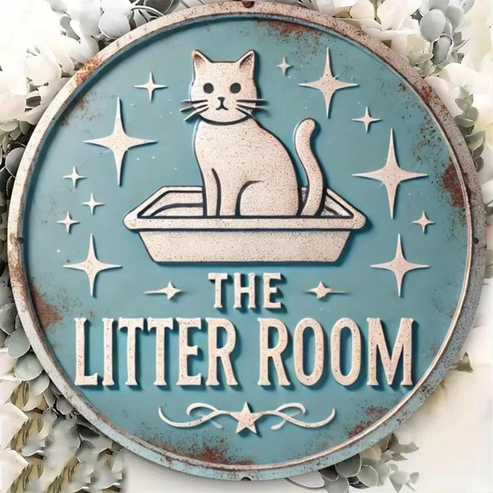 

Metal Cat Room Sign, Cute Style, 20x20 cm, Wall Decor