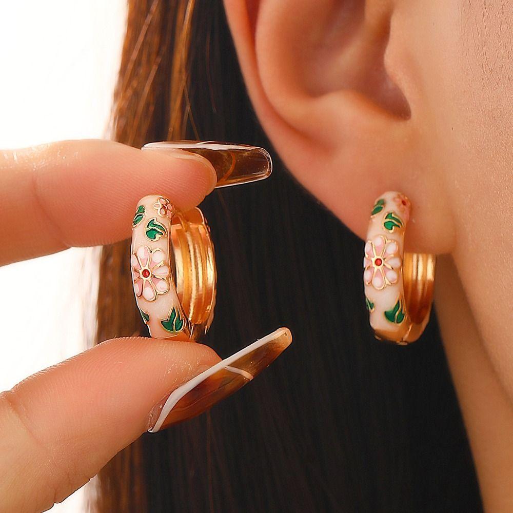 Korean Chinese Style Earrings Traditional Hoop Ear Buckle  Gifts for Women Girl