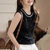Summer New Round Neck Beaded Vest Women's Knitted Sweater