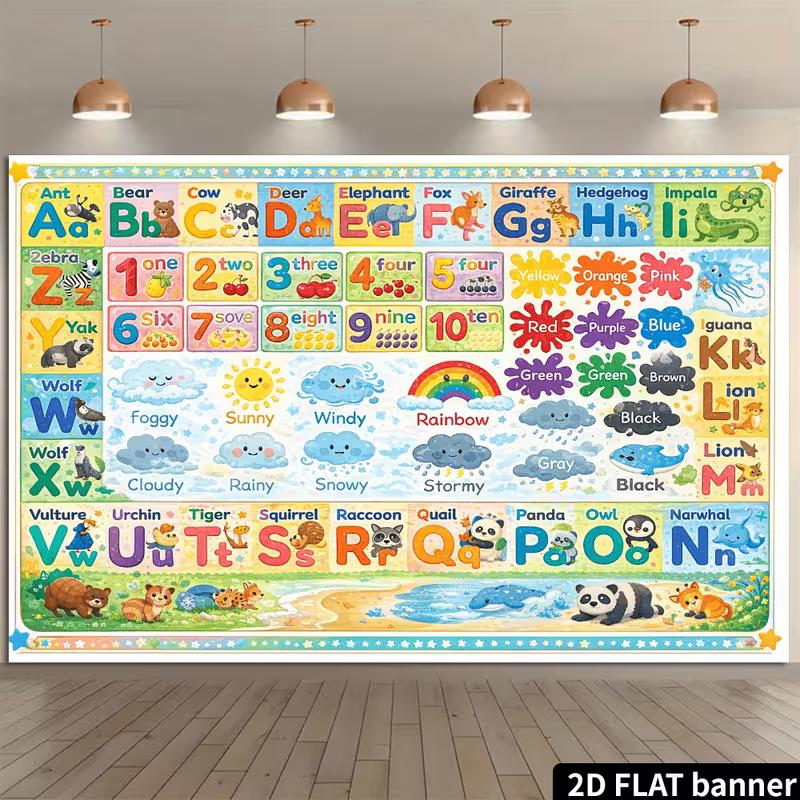 2D Preschool Educational Alphabet Poster Backdrop Photo Booth Fabric