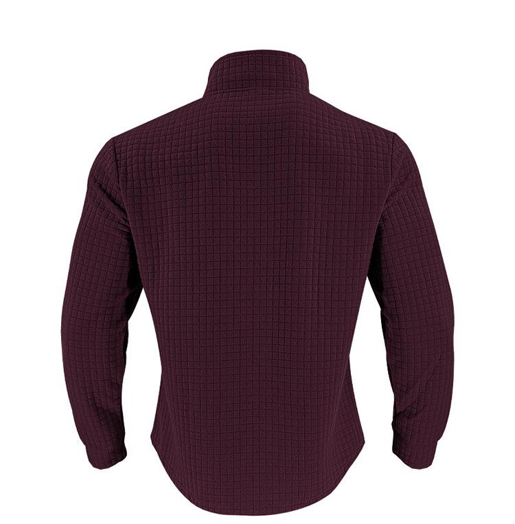 Men's Minimalist Casual Jacquard Half-Zip Stand-Up Collar Sweatshirt for Fall and Winter