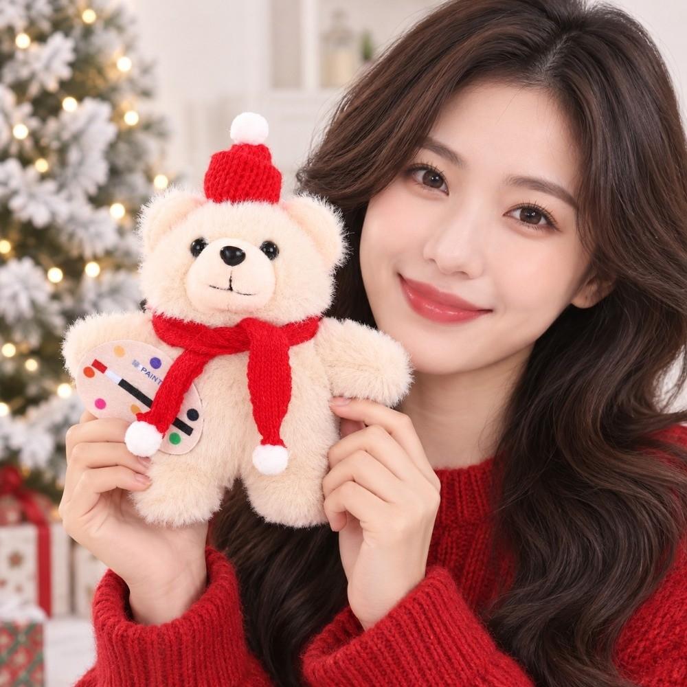 Keyring Christmas Bear Plush Toy Cartoon Animal Bear Plush Dolls  Schoolbag Ornaments