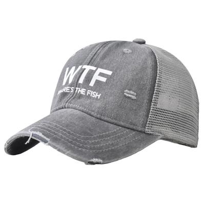 Baseball English CZA423 [White Fang] Hat, Cap, Cap, Breathable, Mesh, Letters, Stylish, Simple, Men's, Women's, (Gray)