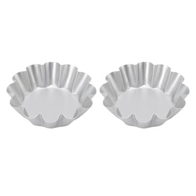 2Pcs Tart Mold Aluminum Alloy Flower Shaped Non Stick Baking Mould for Bread Mousses Dish Washer
