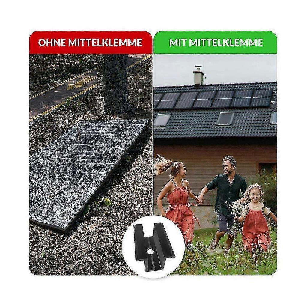 10 Black Solar Panel Centre Clamps, Fits All Frame Heights, PV Module Brackets