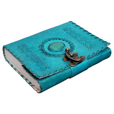 Journal Writing Notebook Unique Handmade Embossed Travel Diary with Classic Style/Formate - Blue. 5X7