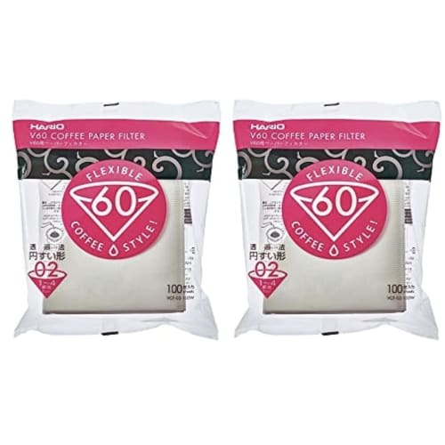 Hario V60 Paper Filters 02W, 1-4 Cups, 100 Filters (VCF-02-100W) X 2 (200 Filters)