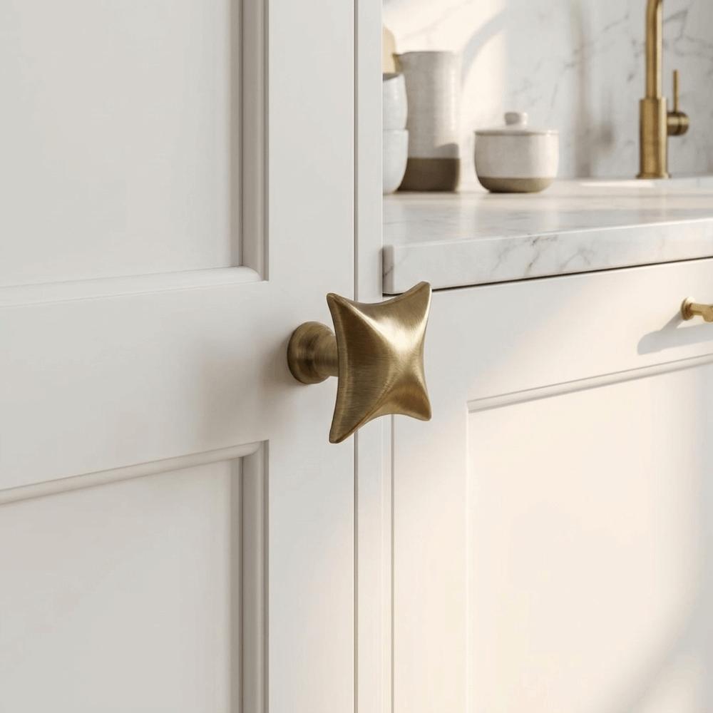 Zinc Zinc Zinc Alloy Cabinet Knobs Four Point Star Furniture Handles  Storage Drawers