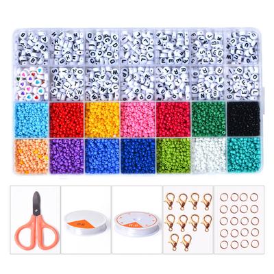 Jewelry Beads Portable 28 Grids Box Letter Love Heart Mini Beads for Kids DIY Bracelet Pendant Necklace